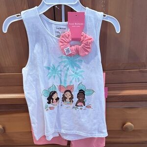 Isaac Mizrahi Kids Tropical Print White and Pink Tank Top